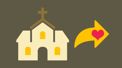 church building arrow and heart
