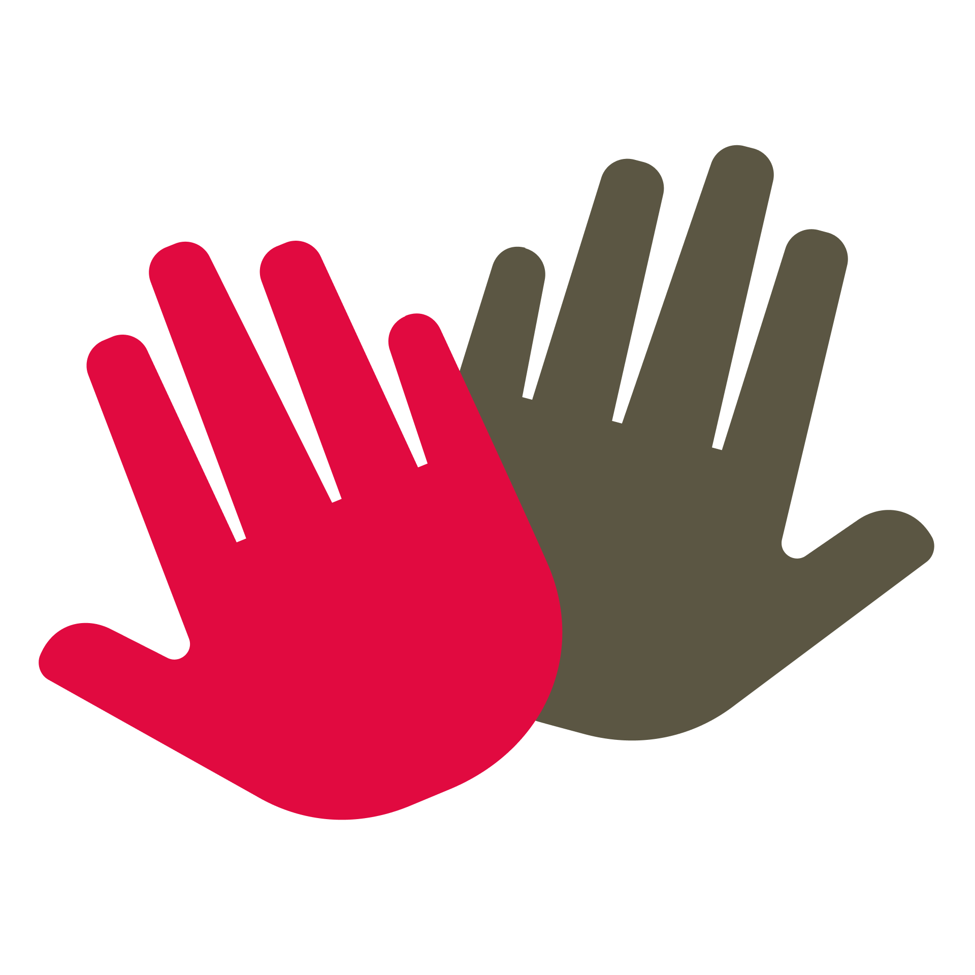 Icon of two hands giving a high-five