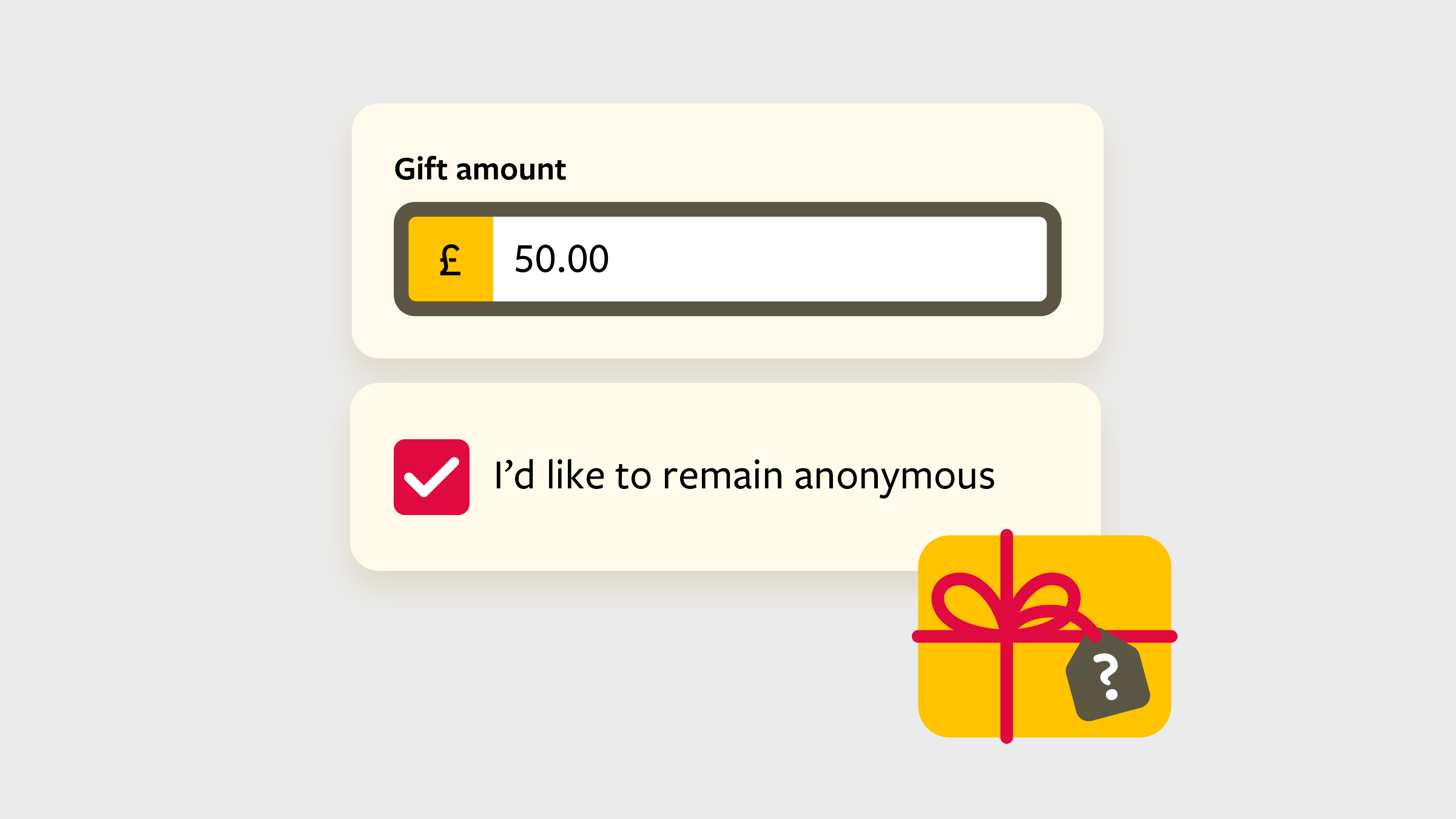 Graphic showing how easily you can give anonymously within the Stewardship Giving Account
