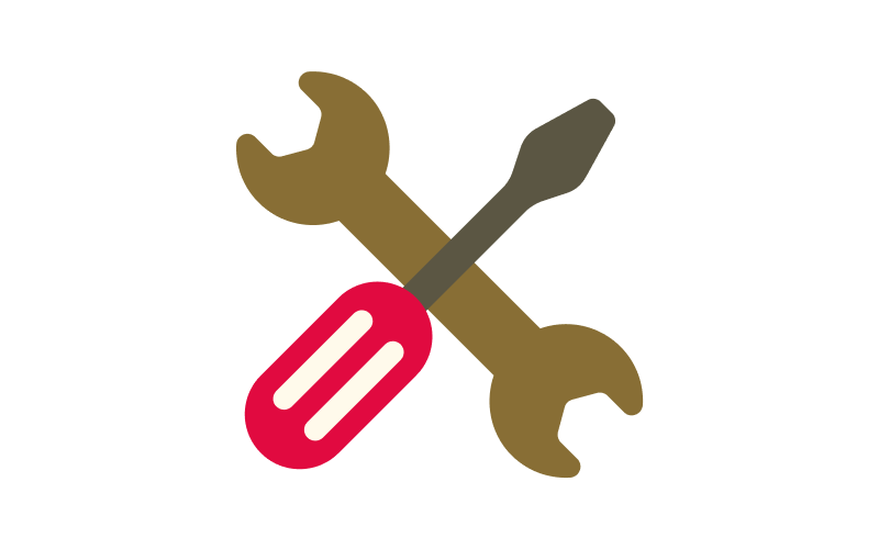 Icon of a screwdriver and a spanner overlapping