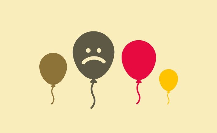 Balloons with a sad face