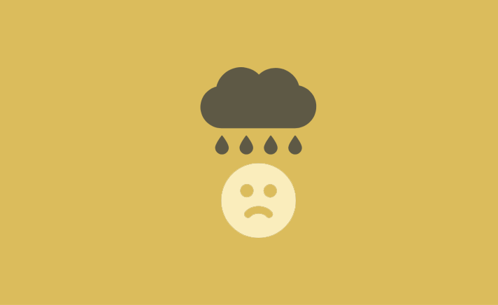 sad face with raincloud overhead