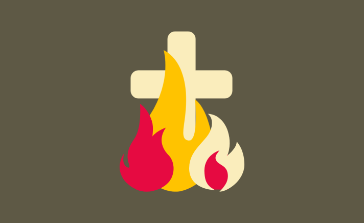 Cross and flames