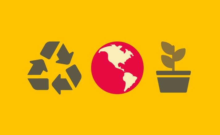 Recycling symbol, world and plant