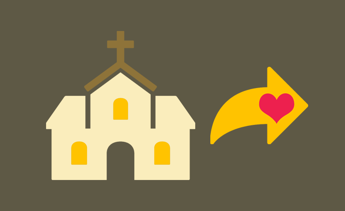 church building arrow and heart