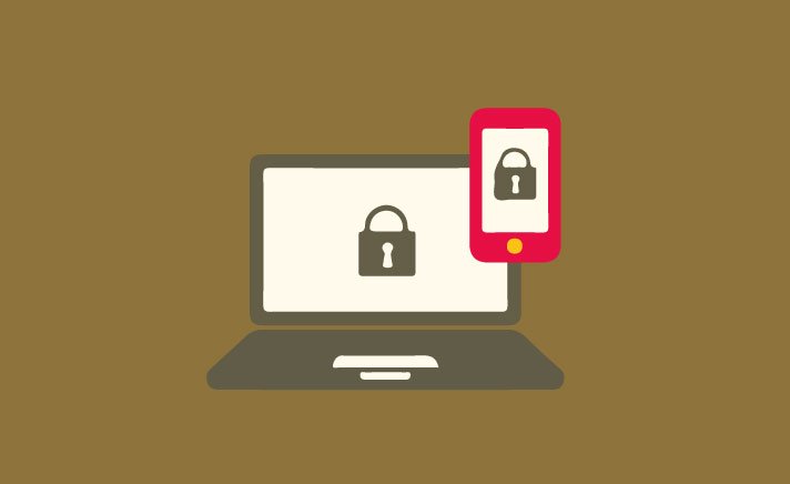 Laptop and mobile phone with lock image