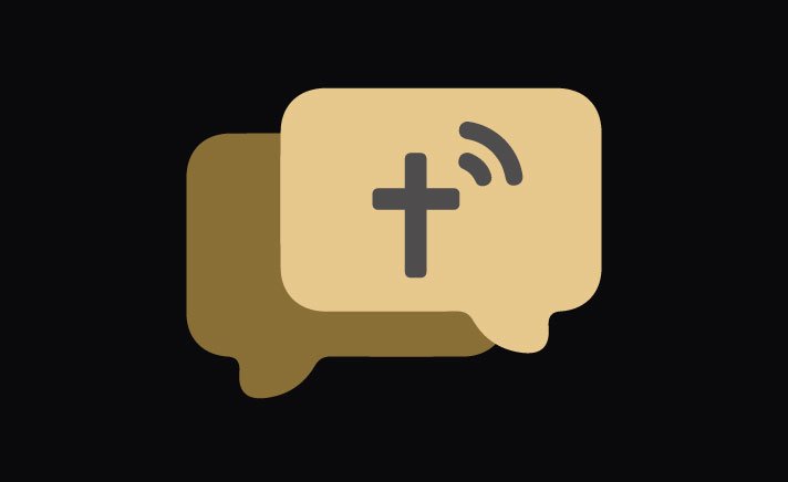Two speech bubbles with cross and volume icon
