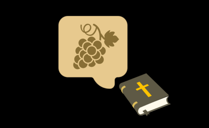 bible with fruit in speech bubble