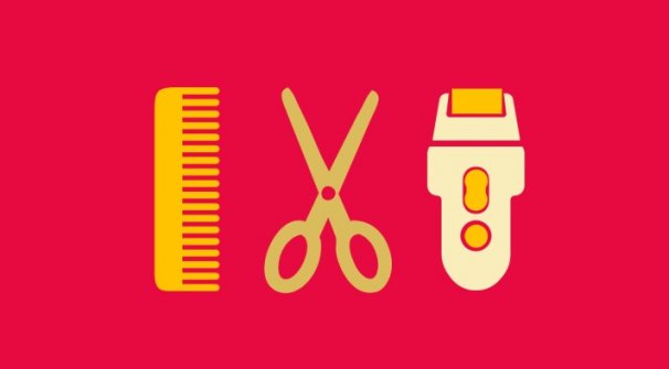 comb, scissors and razor