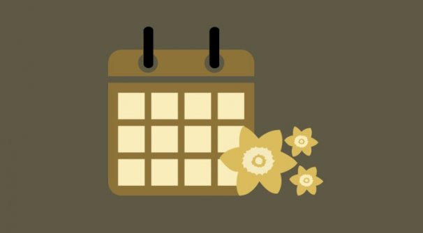 Calendar and daffodils