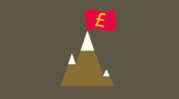 mountain with flag and pound sign