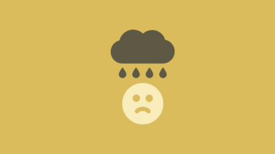 sad face with raincloud overhead
